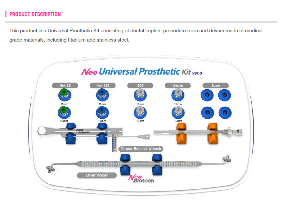 Universal Prosthetic Kit Neo Implants